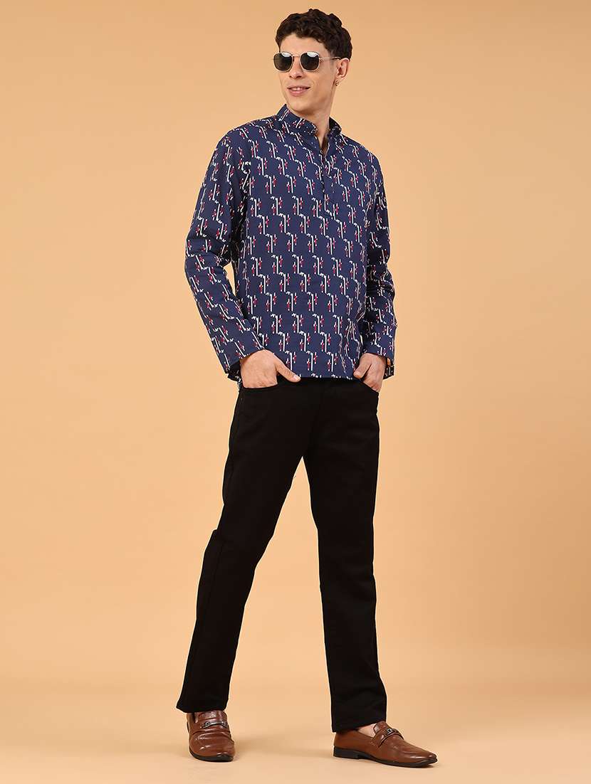 Blue Cotton Kurta - 22331185 -  Standard Image - 5