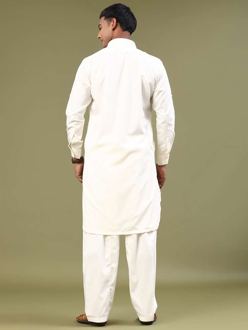 men solid long sleeve pathani ethnic wear set - 22331213 -  Standard Image - 3