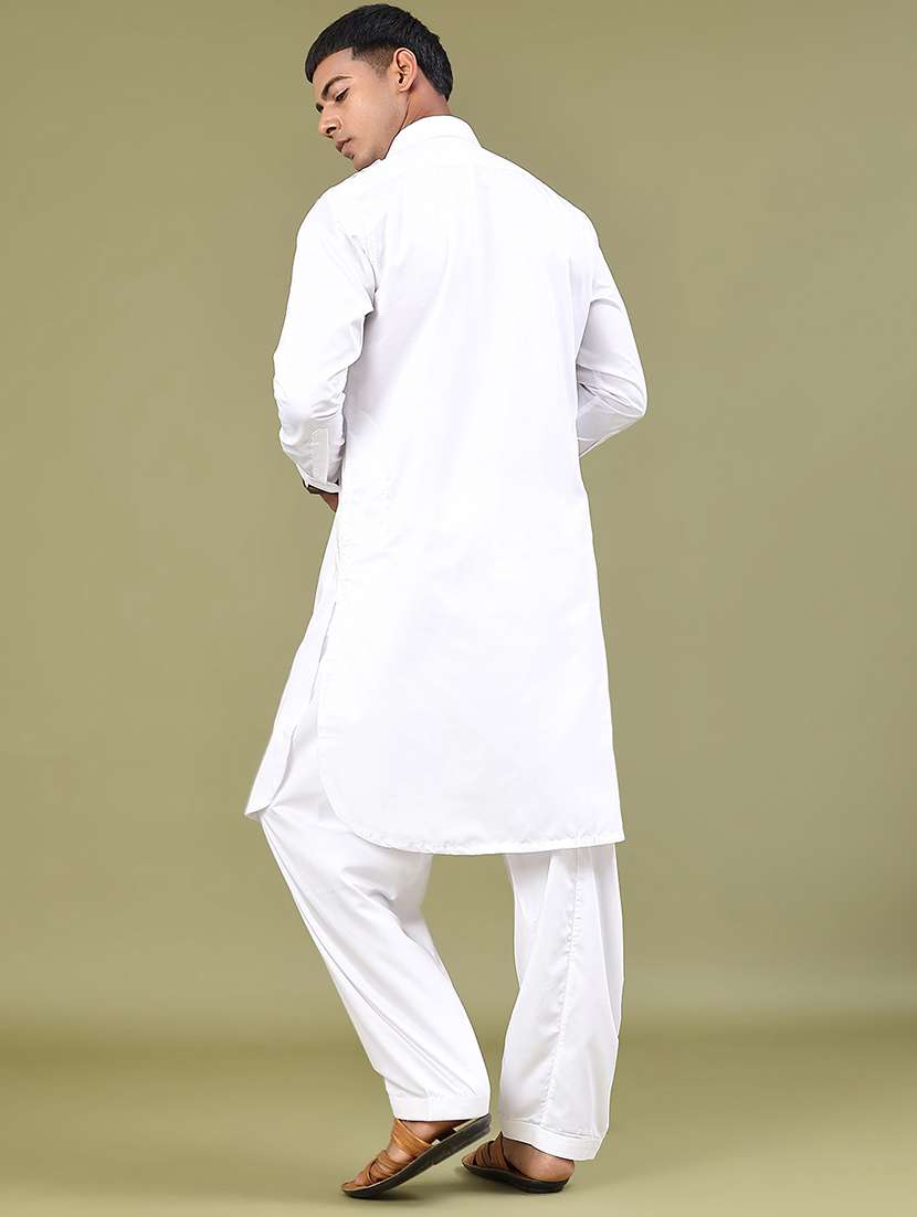 men solid long sleeve pathani ethnic wear set - 22331216 -  Standard Image - 3