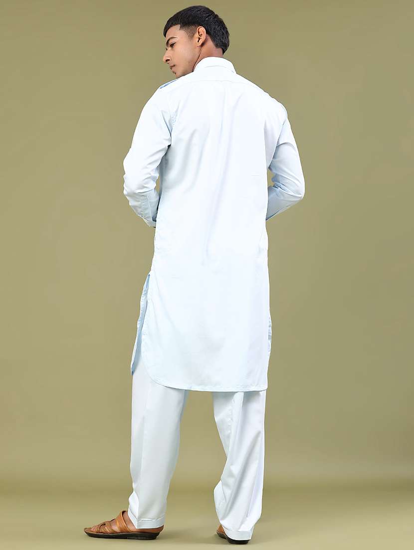 men solid long sleeve pathani ethnic wear set - 22331217 -  Standard Image - 3