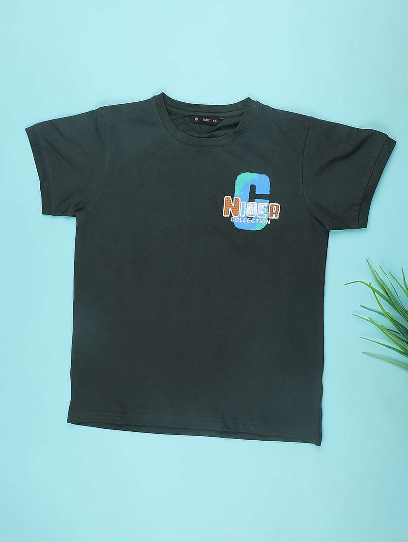 boys green cotton blend t-shirt