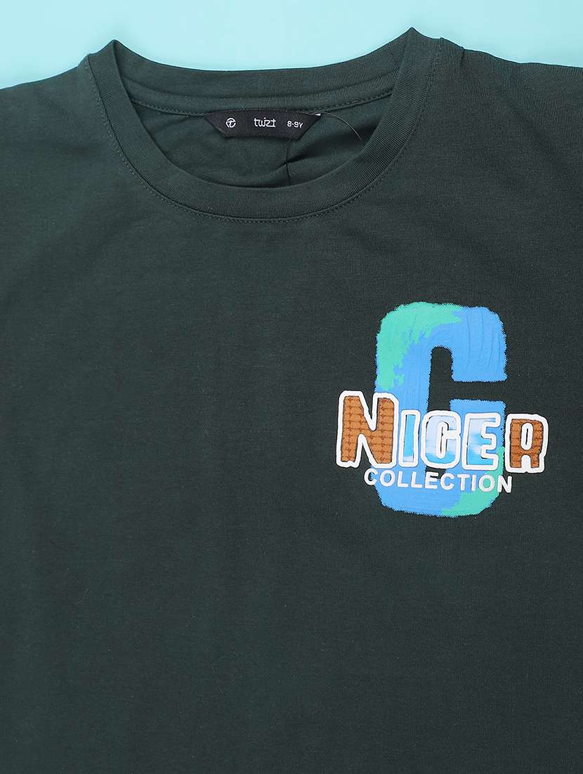 Boys Green Cotton Blend T-shirt - 22331235 -  Standard Image - 3