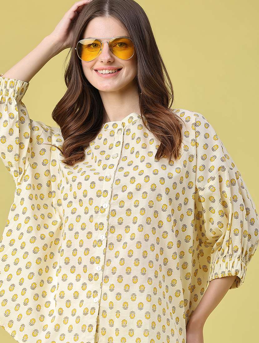 women printed kimono sleeves regular top