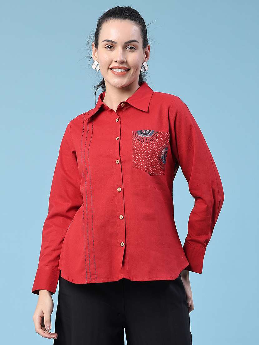 women printed long sleeves regular shirt
