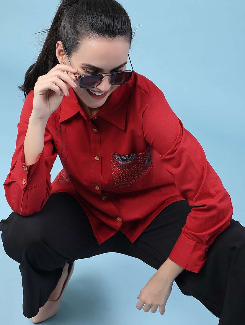 women printed long sleeves regular shirt - 22331265 -  Standard Image - 5