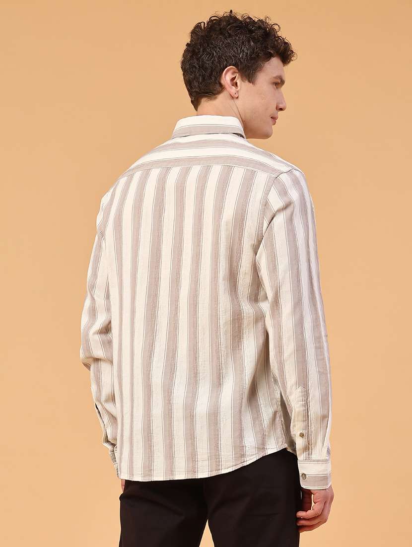 men striped long sleeve regular fit casual shirt - 22331339 -  Standard Image - 3