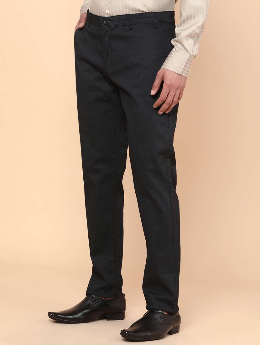 men solid mid rise flat front formal trouser - 22331351 -  Standard Image - 3