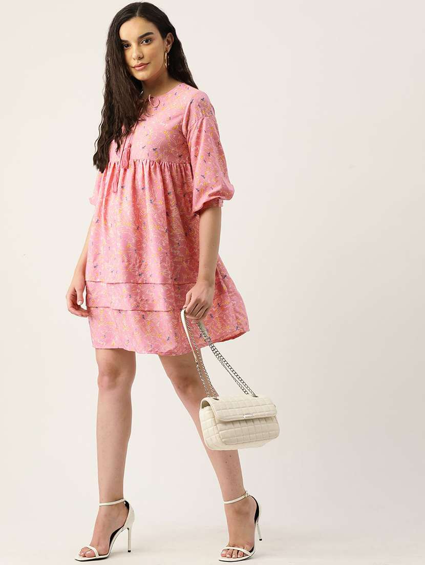women printed three quarter sleeve a-line dress - 22331403 -  Standard Image - 3