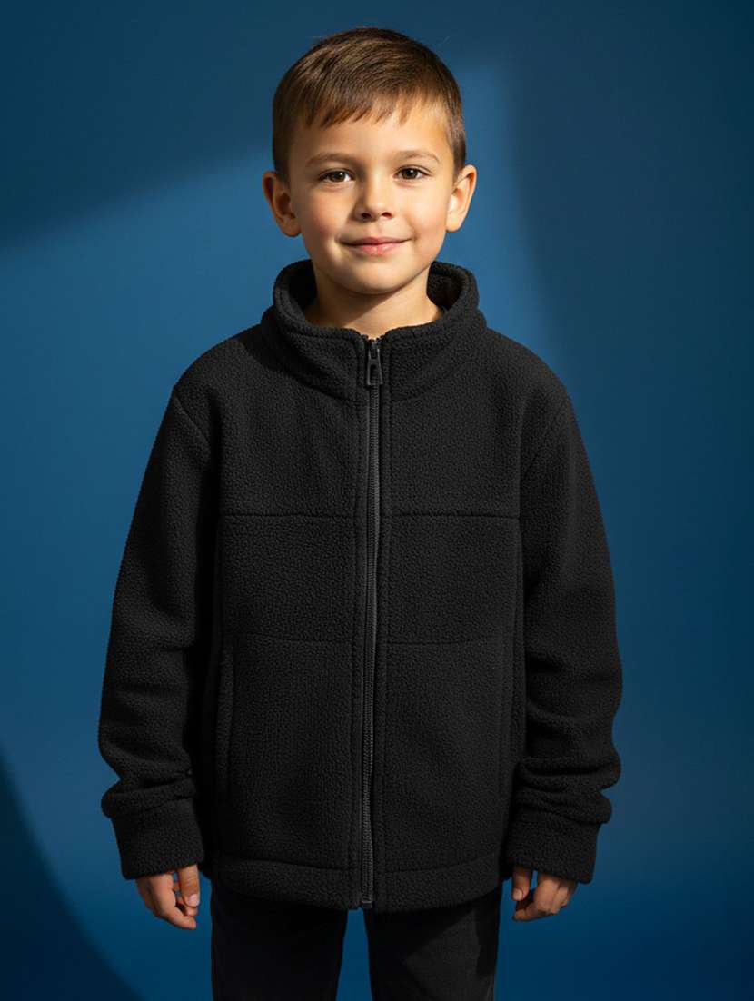 boys solid long sleeve stand collar jacket