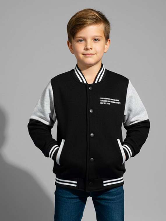 boys color blocked long sleeve varsity jacket