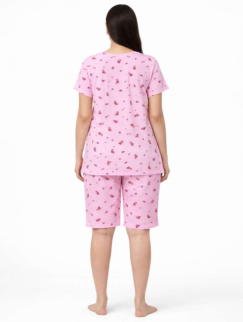 women printed nightwear shorts set - 22331444 -  Standard Image - 3