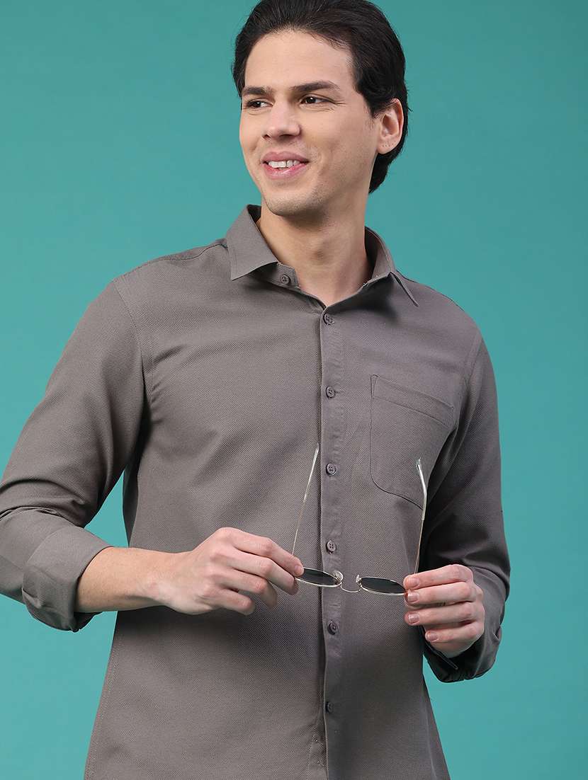 men solid long sleeve regular fit casual shirt