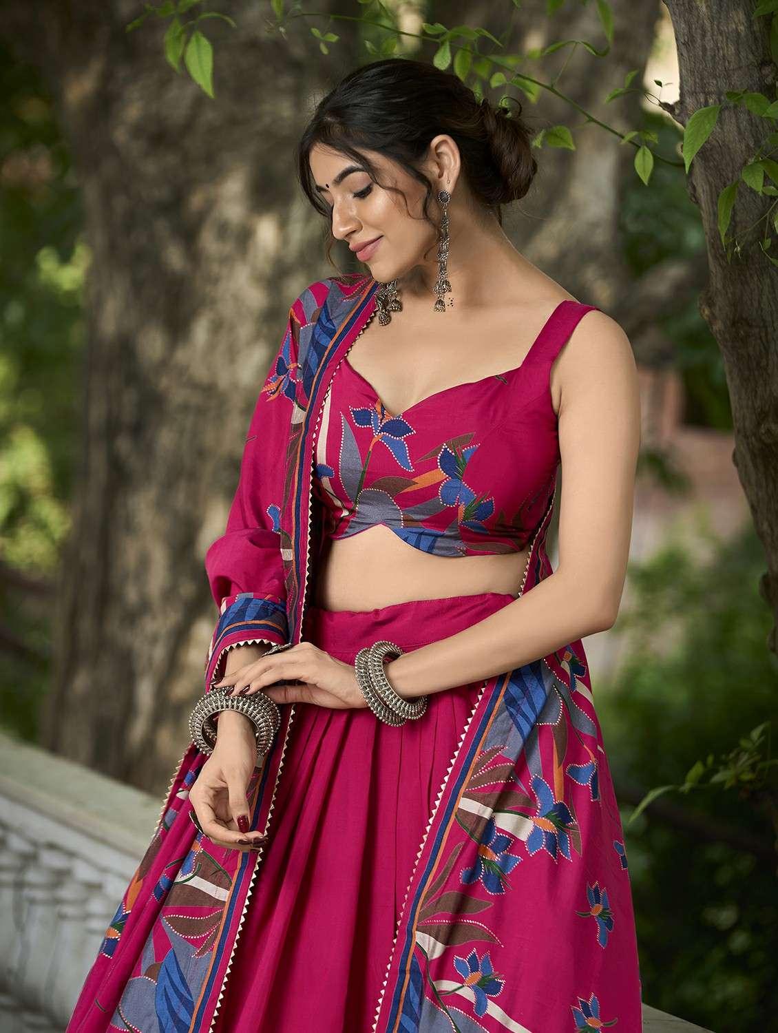 women printed semi-stitched flared lehenga - 22331467 -  Standard Image - 3