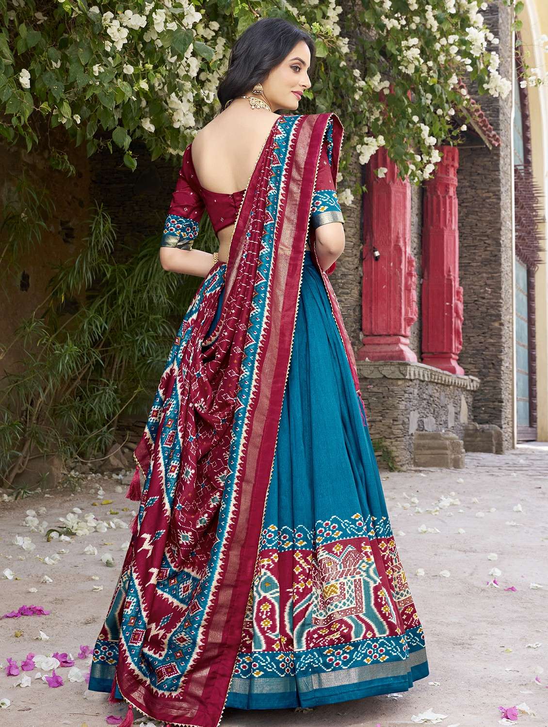 women printed semi-stitched flared lehenga - 22331487 -  Standard Image - 3