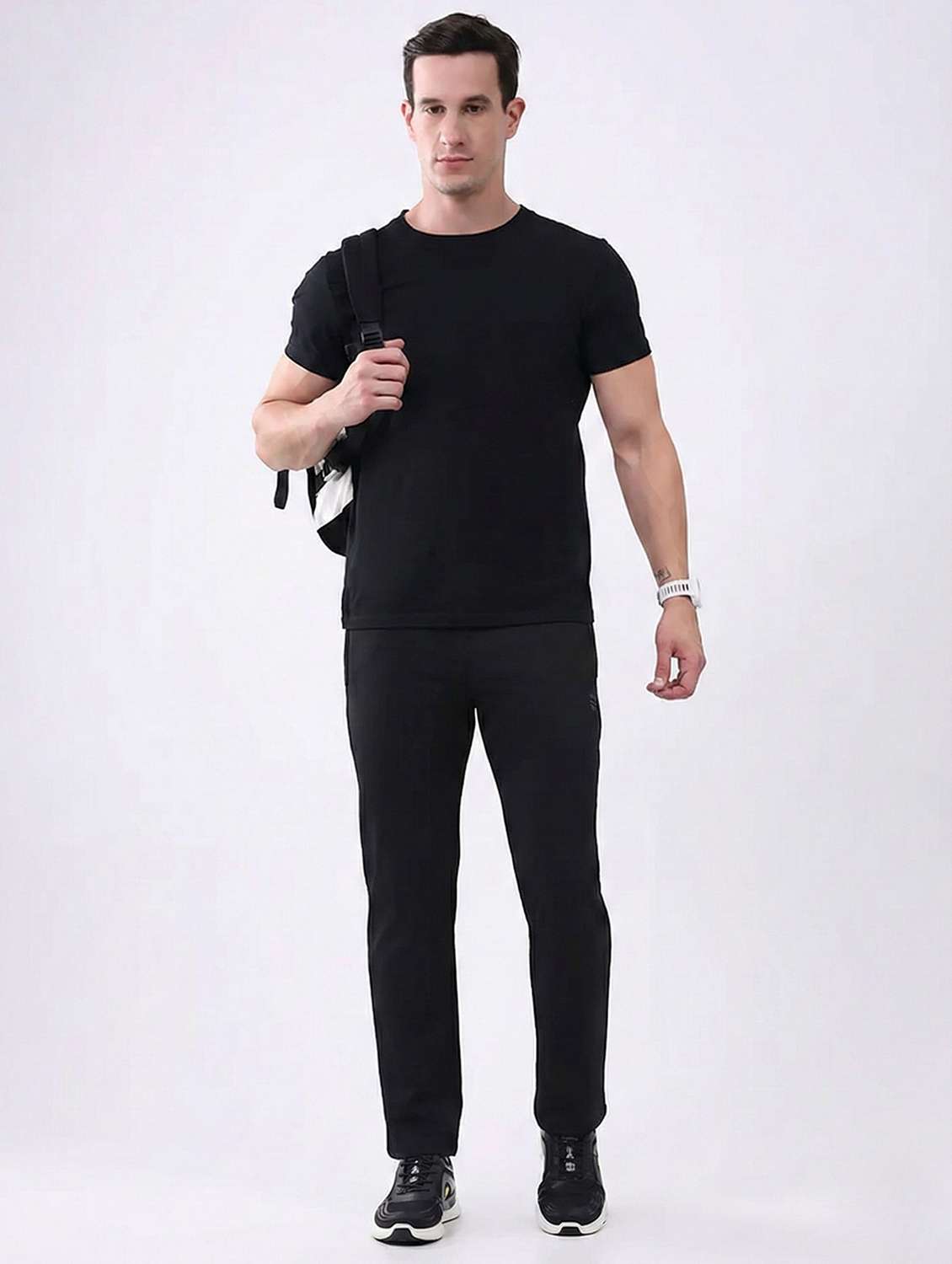 men solid miid rise full length track pant - 22331531 -  Standard Image - 3