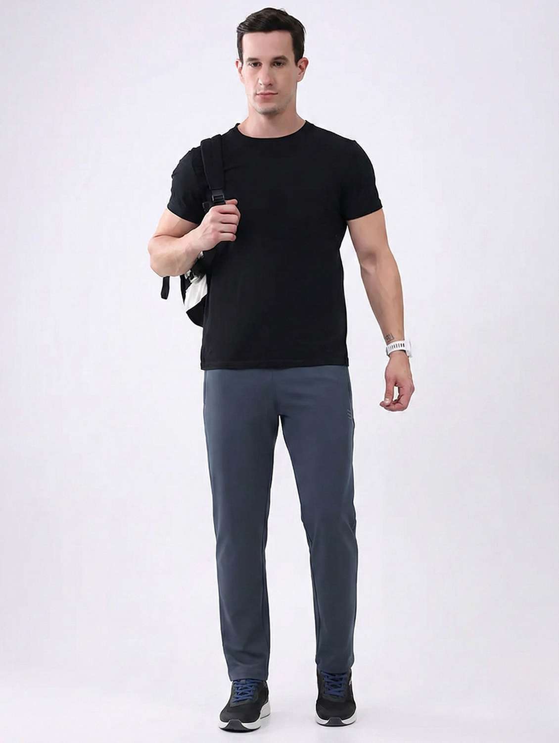 men solid miid rise full length track pant - 22331532 -  Standard Image - 3