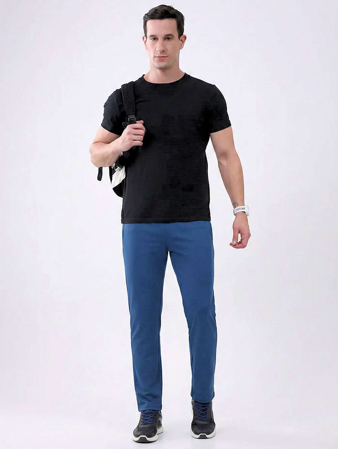 men solid miid rise full length track pant - 22331533 -  Standard Image - 3