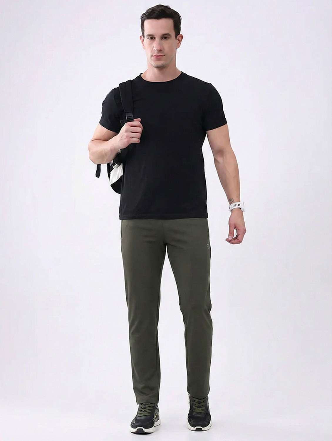 men solid miid rise full length track pant - 22331534 -  Standard Image - 3