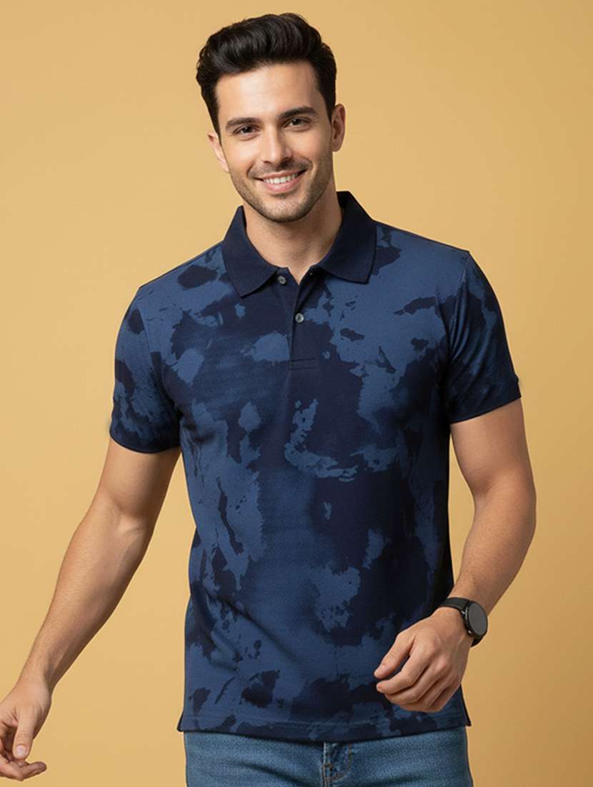 men printed short sleeve regular fit polo t-shirt