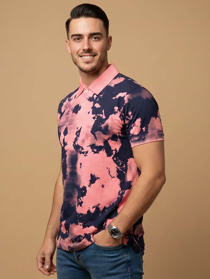 men printed short sleeve regular fit polo t-shirt