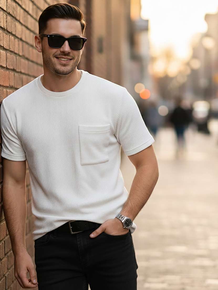 men solid short sleeve regular fit t-shirt