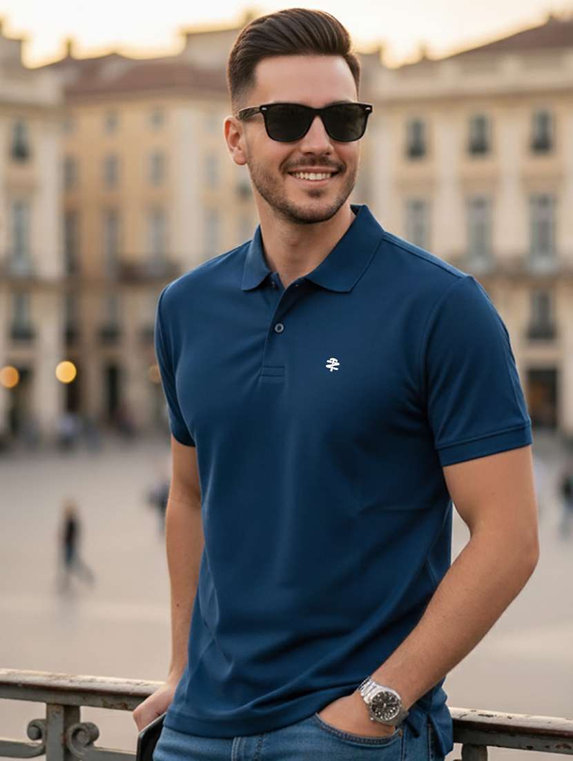 men solid short sleeve regular fit polo t-shirt