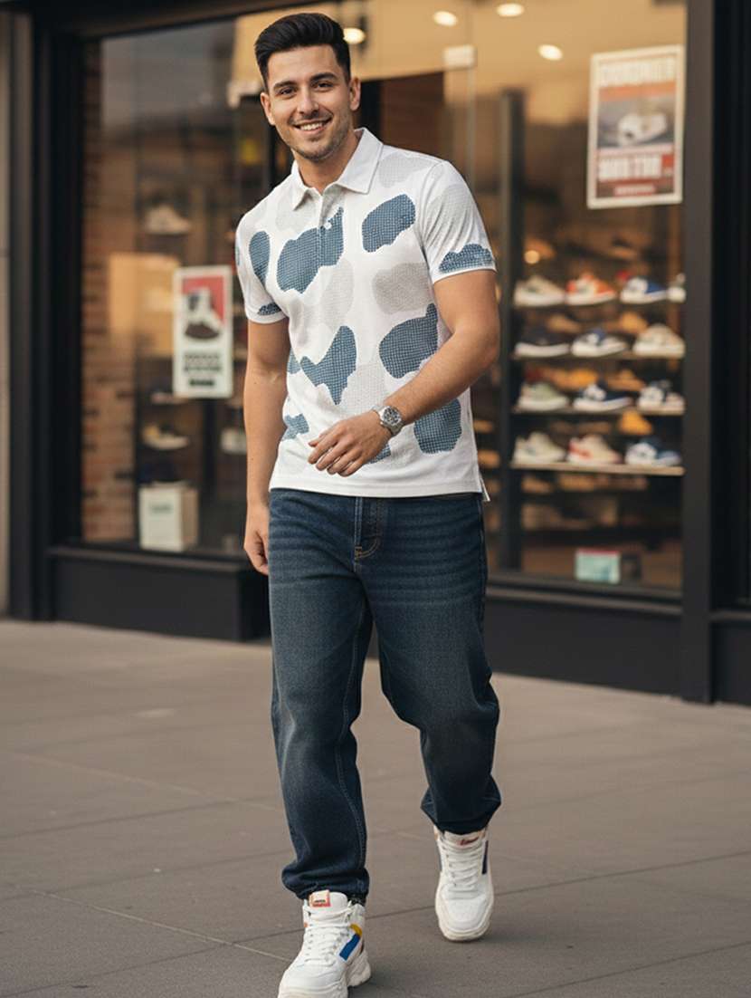 men printed short sleeve regular fit polo t-shirt - 22331668 -  Standard Image - 3