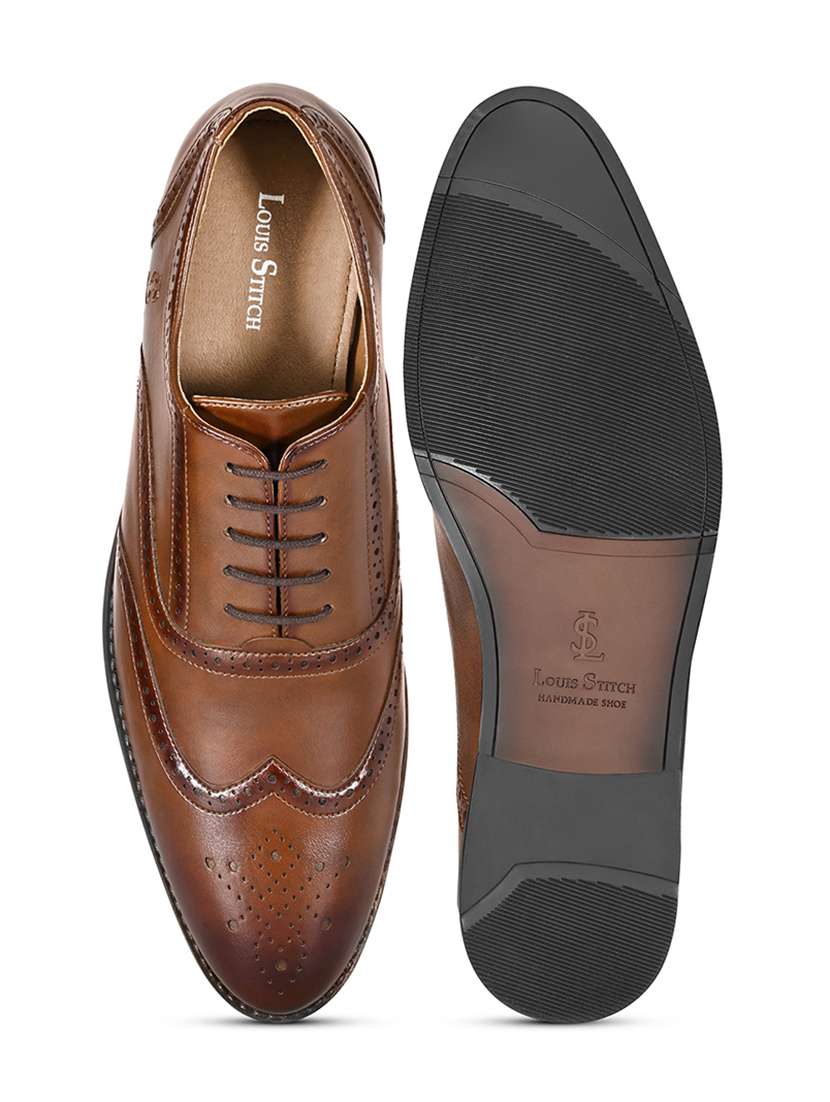 Men Tan Lace-up Brouge - 22331691 -  Standard Image - 5