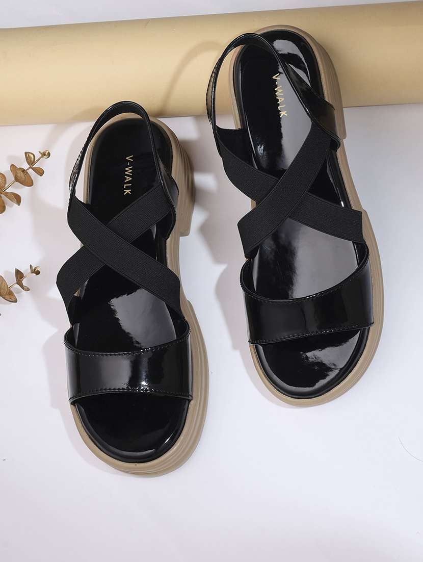 women solid back strap sandals
