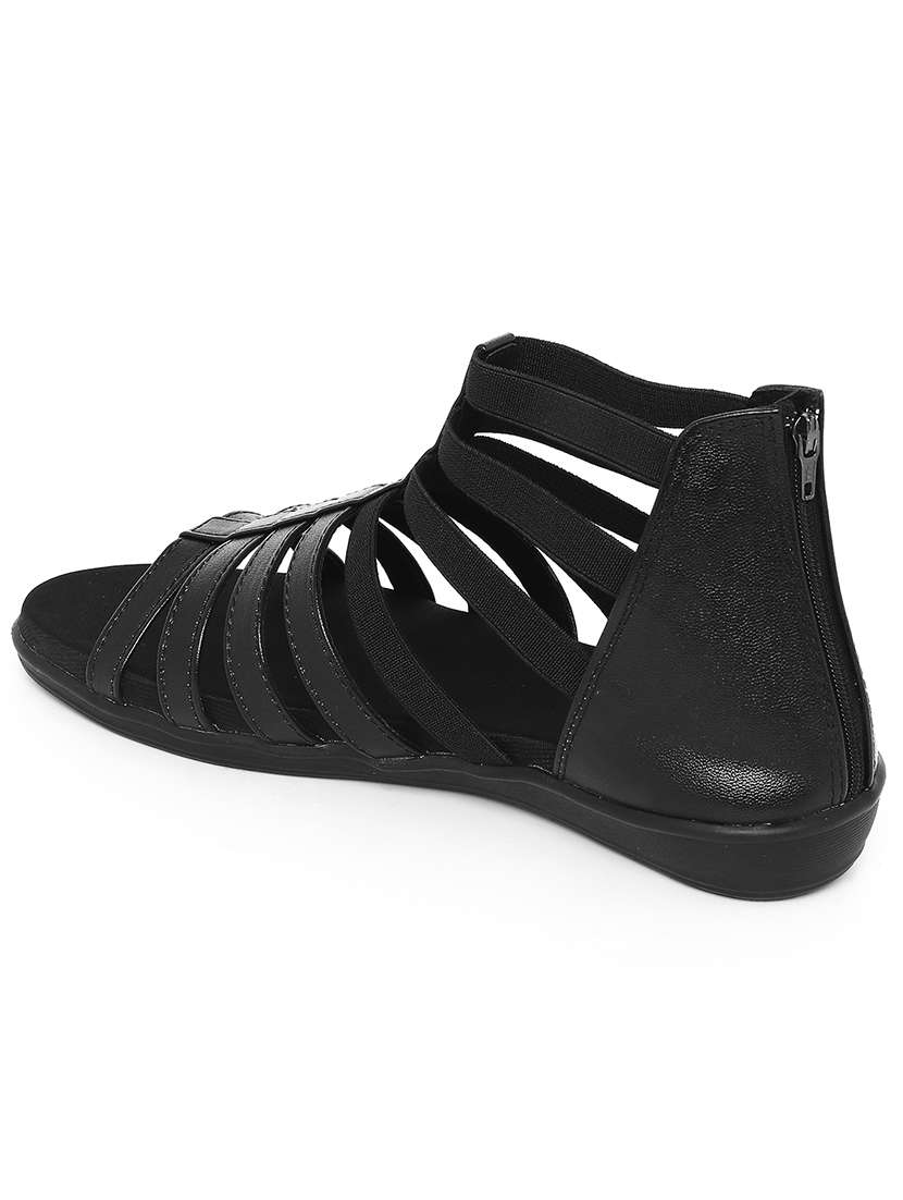 women solid zip clouser flat gladiator - 22331755 -  Standard Image - 3