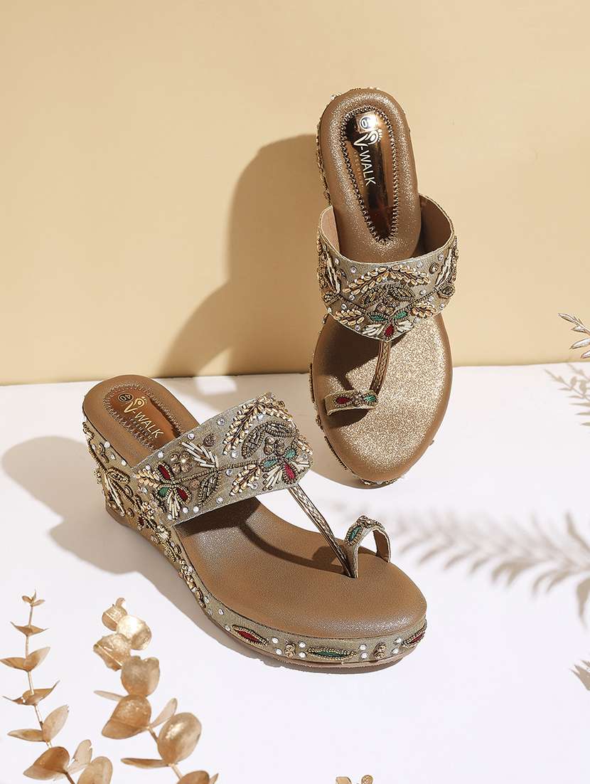 women embellished one toe wedges