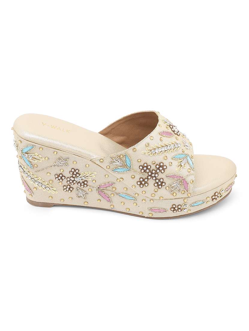 women embellished slip on wedges - 22331778 -  Standard Image - 3