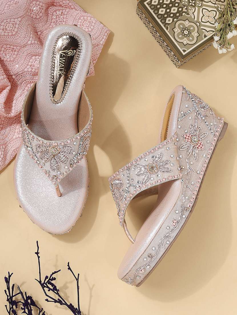 women embellished slip on wedges