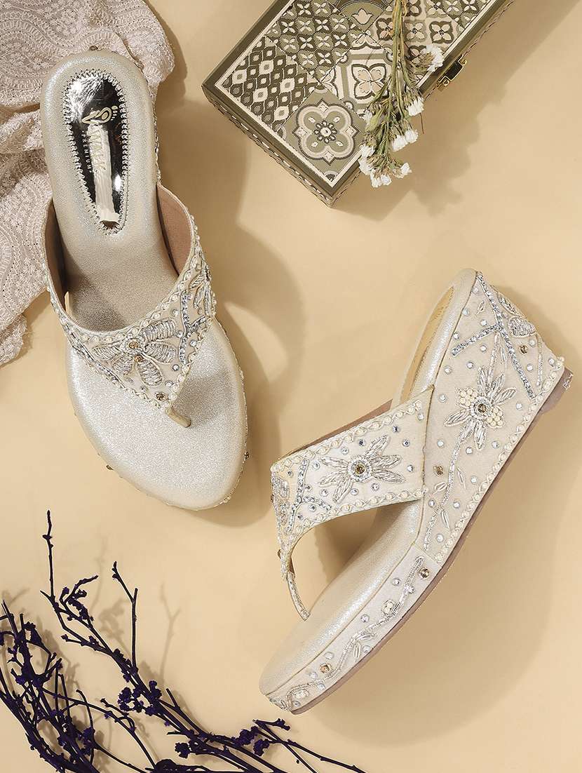 women embellished slip on wedges