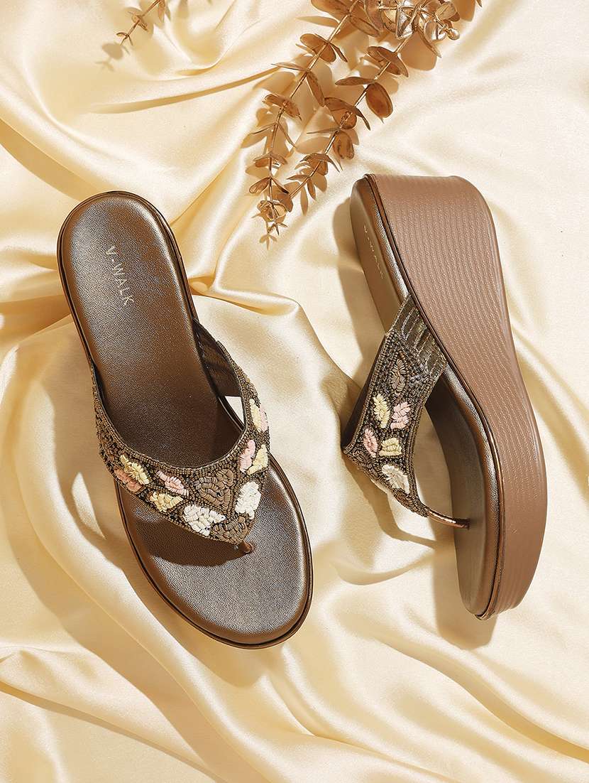 women embellished slip on wedges