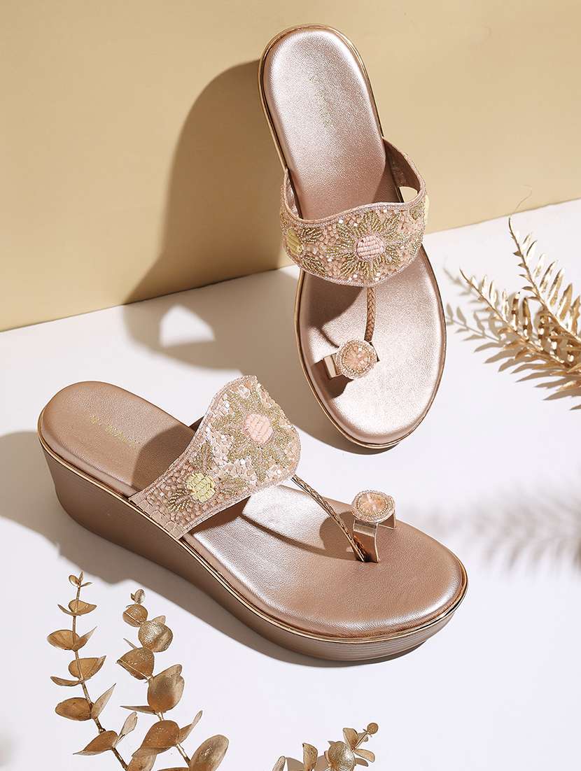 women embellished one toe wedges