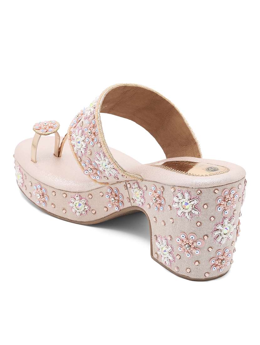 women embroidered one toe block heel  - 22331785 -  Standard Image - 3