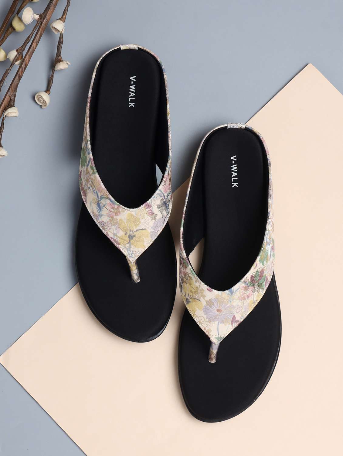 women printed slip on flat sandal