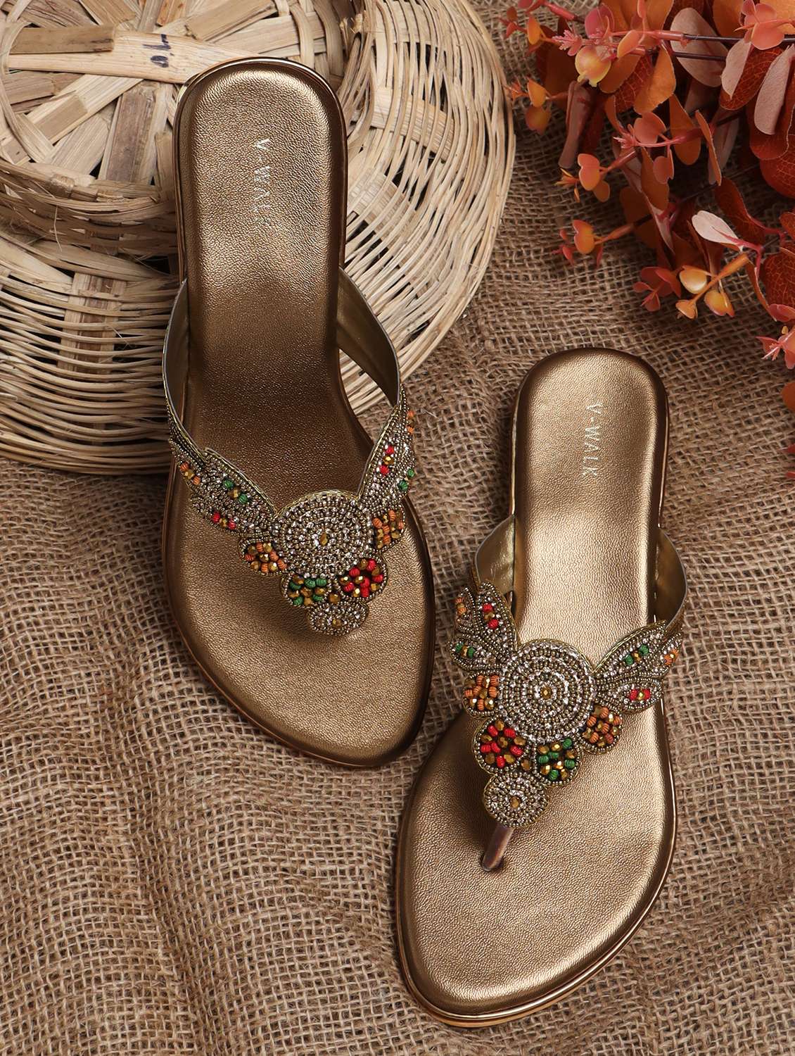 women embellished slip on sandal