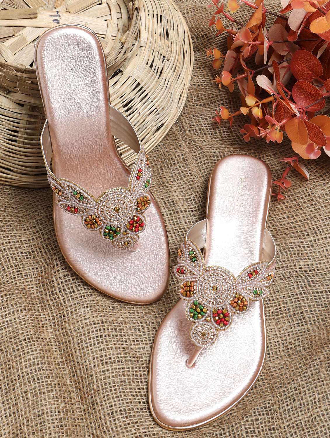women embellished slip on sandal