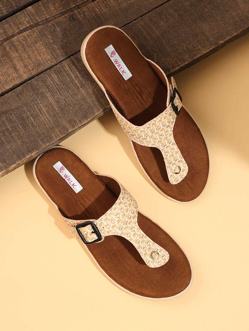 women beige slip on sandal