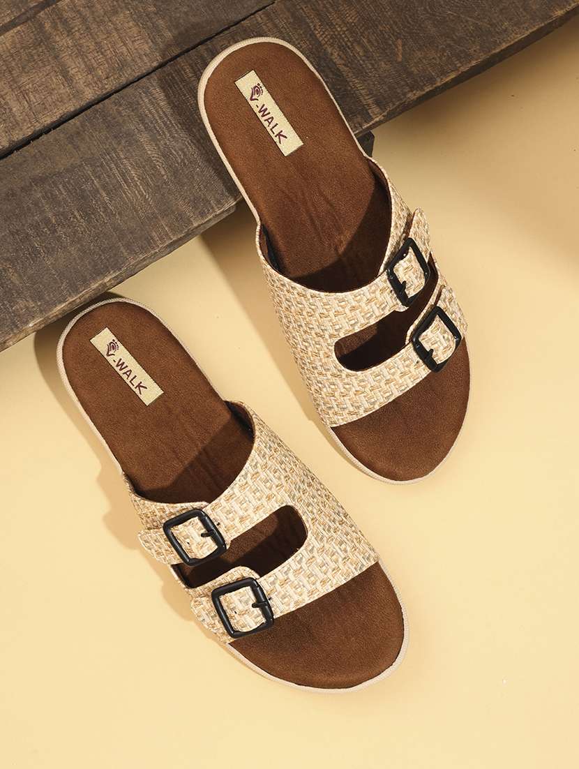women beige slip on sandal