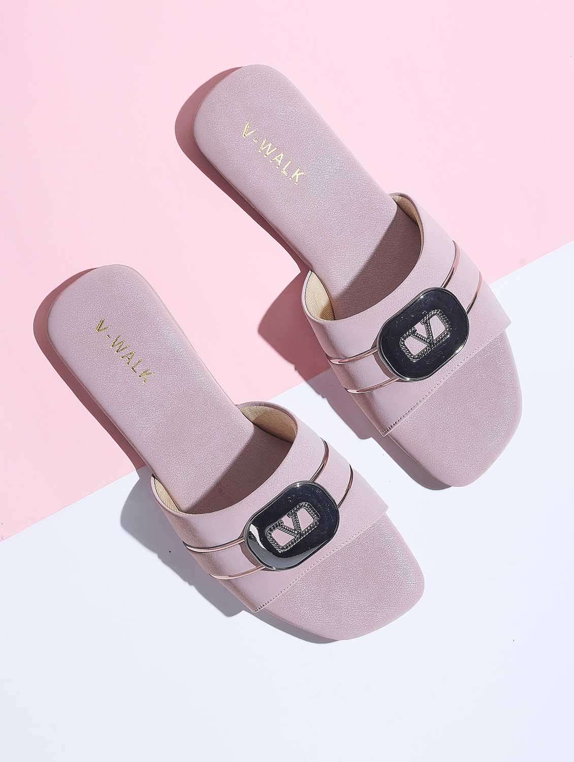 women solid slip on flat sandal