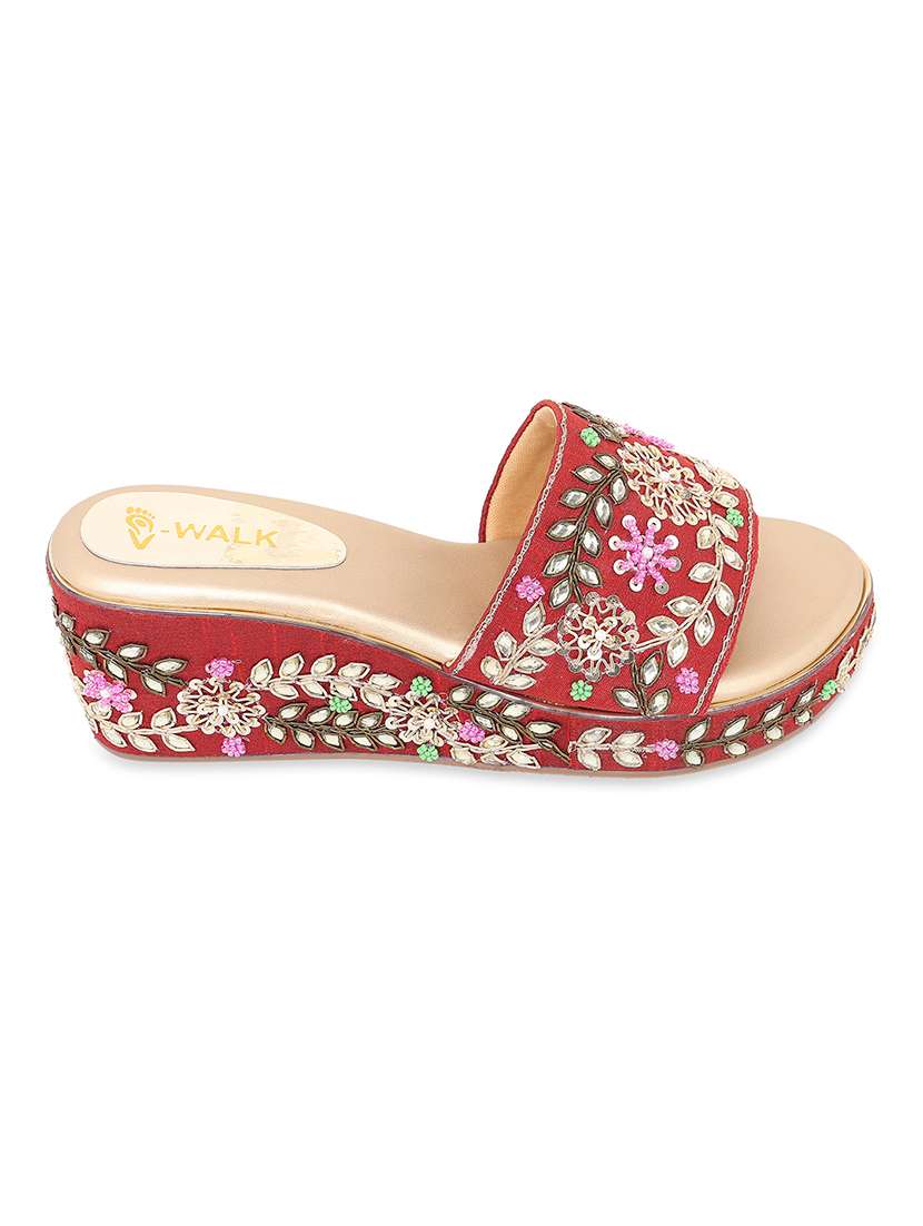 women embellished slip on wedges - 22331925 -  Standard Image - 3