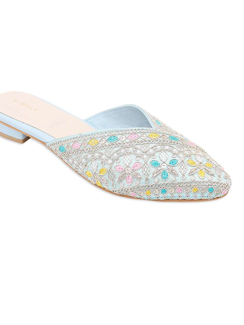 women embroidered slip on flat mules - 22331943 -  Standard Image - 5