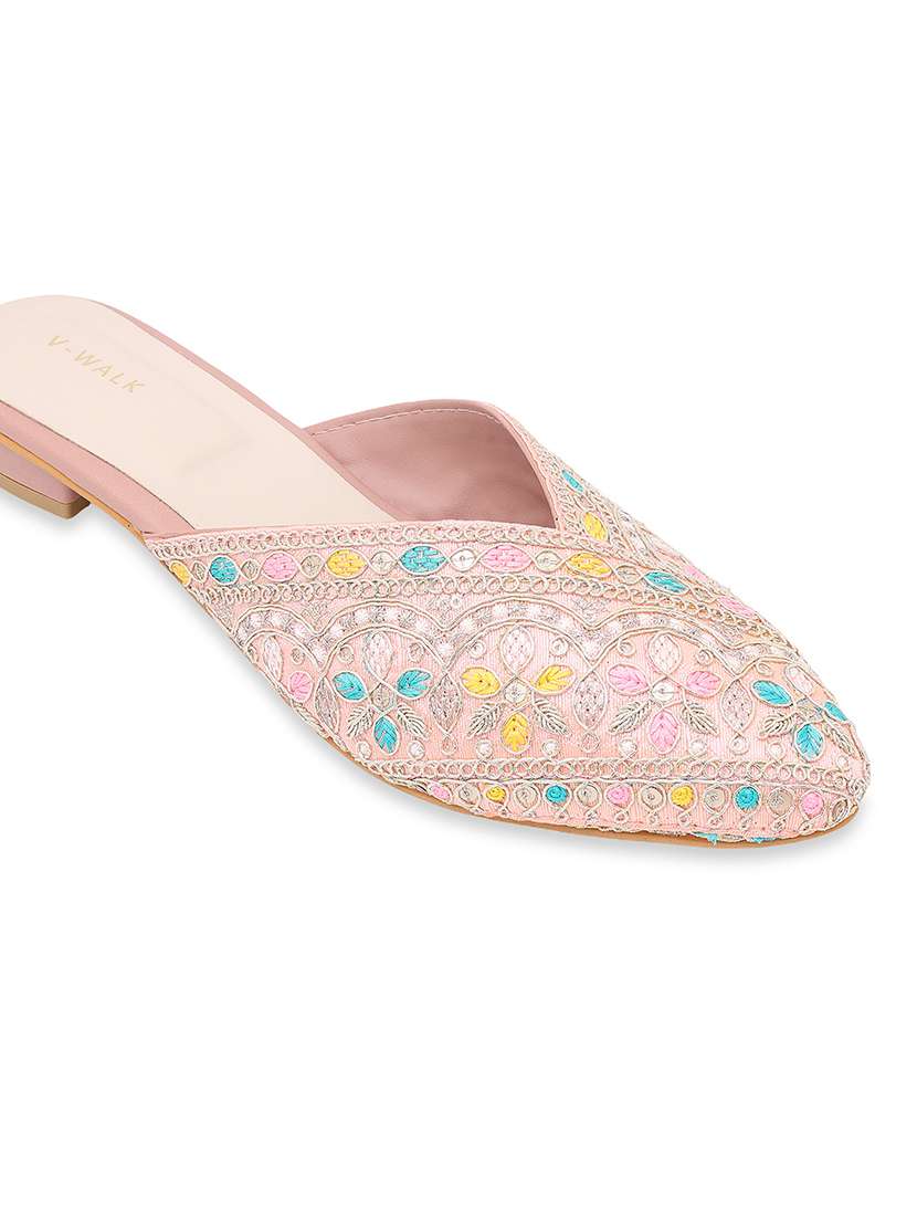 women embroidered slip on flat mules - 22331944 -  Standard Image - 5