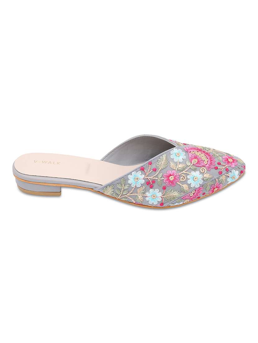 women embroidered slip on flat mules - 22331946 -  Standard Image - 3