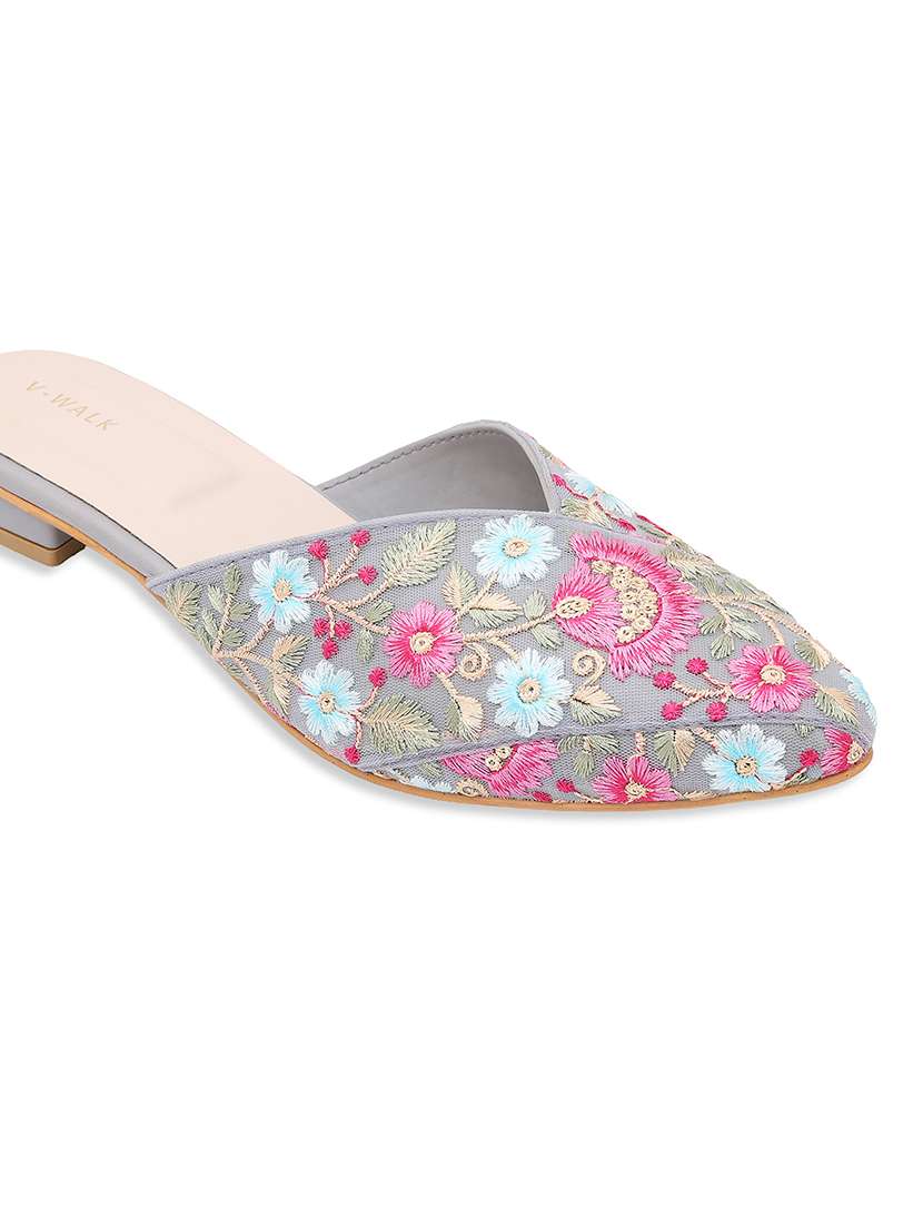 women embroidered slip on flat mules - 22331946 -  Standard Image - 5