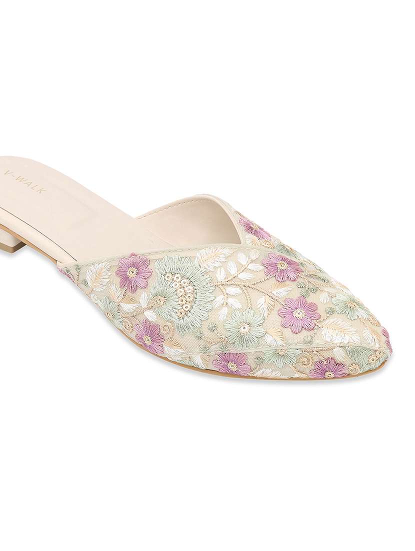 women embroidered slip on flat mules - 22331947 -  Standard Image - 5