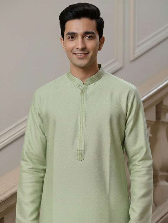 men self design mandarin neck ethnic wear set - 22331978 -  Standard Image - 3